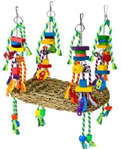 pomeyard bird toys for parakeets toys bird foraging wall toy conures cockatiel bird cage accessories parrotlet toys small bird toys for lovebirds seagrass swing hammock for parrot budgie with bells