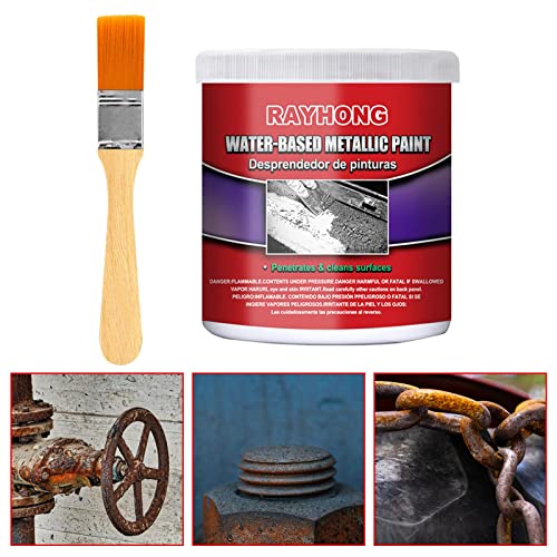 Luckynu Rust Remover, 2Pcs Rust Converter Water Based Metallic Paint, 200g Rust Inhibitor for Metal with Brush, Rust Stopper for Stopping Rust and Preventing from Spreading