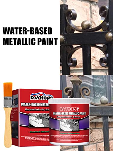 Luckynu Rust Remover, 2Pcs Rust Converter Water Based Metallic Paint, 200g Rust Inhibitor for Metal with Brush, Rust Stopper for Stopping Rust and Preventing from Spreading