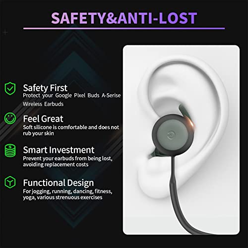 WOFRO Anti-Lost Strap for Google Pixel Buds A-Series Earbuds, Sports Soft Silicone Lanyard Accessories Compatible with Google Pixel Buds A-Series Wireless Earbuds Neck Rope Cord (Black)