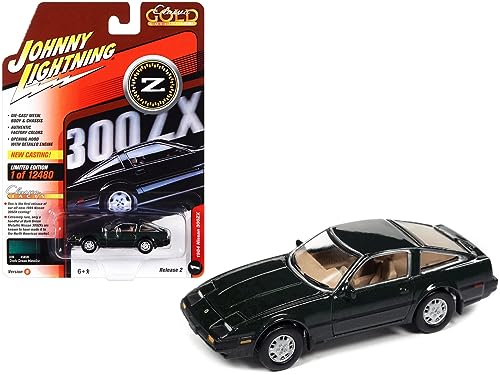 1984 300ZX Dark Green w/Black Stripes Classic Gold Collection Ltd Ed to 12480 pcs 1/64 Diecast Model Car by Johnny Lightning JLCG029-JLSP243 B