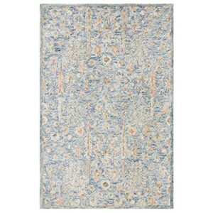 trade am ox bay hand tufted traditional abstract floral wool area rug, slate blue, 9' x 12' (alice-ab)