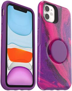 otterbox + pop symmetry series slim case for iphone 11, iphone xr (only) retail packaging - berry flow