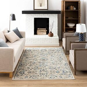 mohawk home appleton traditional floral, ornamental royal blue 5' 3" x 8' area rug perfect for living room, dining room, office