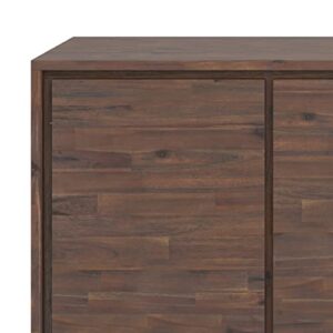 SIMPLIHOME Lowry SOLID ACACIA WOOD 66 Inch Wide Modern Industrial Large 4 Door Sideboard Buffet in Distressed Charcoal Brown, For the Dining Room and Kitchen