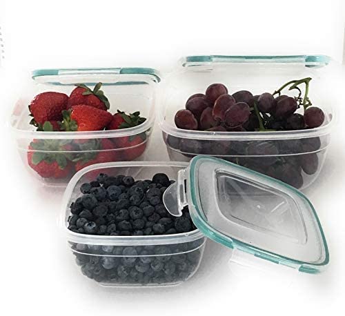 Plastart Food Storage Containers Set Airtight Plastic Container for Pantry&Kitchen Organization Refrigerator Fresh-Keeping Lunch Box Leak Proof Lids Made İn TURKEY, 3 PC (0,7-1,3-2,4LT) (LC-350)
