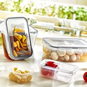 Plastart Food Storage Containers Set Airtight Plastic Container for Pantry&Kitchen Organization Refrigerator Fresh-Keeping Lunch Box Leak Proof Lids Made İn TURKEY, 3 PC (0,7-1,3-2,4LT) (LC-350)