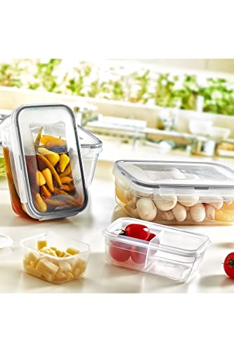 Plastart Food Storage Containers Set Airtight Plastic Container for Pantry&Kitchen Organization Refrigerator Fresh-Keeping Lunch Box Leak Proof Lids Made İn TURKEY, 3 PC (0,7-1,3-2,4LT) (LC-350)