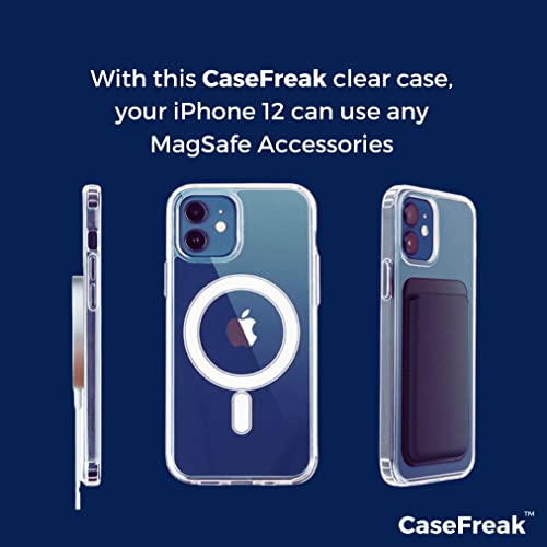 CASEFREAK Clear Case for iPhone 12 Mini with Magnetic Ring, Compatible with Mag-Safe Accessories, Slim Fit Anti-Yellowing Protective Case for iPhone 12 Mini (5.4" Screen)