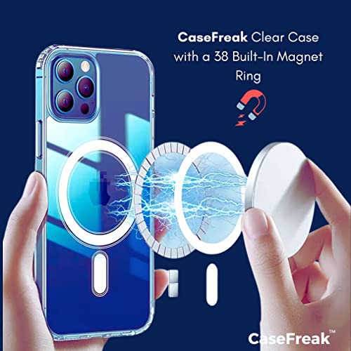 CASEFREAK Clear Case for iPhone 12 Mini with Magnetic Ring, Compatible with Mag-Safe Accessories, Slim Fit Anti-Yellowing Protective Case for iPhone 12 Mini (5.4" Screen)
