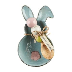 mud pie easter bunny candy dish, 6" x 3 1/2", blue