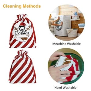 kathyyue Christmas Santa Sacks Canvas Gift Bags Personalized Xmas Large Burlap Presents Bags with Drawstring Reusable Gift Candy Treats Storage 2Pcs Size 17.7" x 25.6" and 19.7" x 27.5"