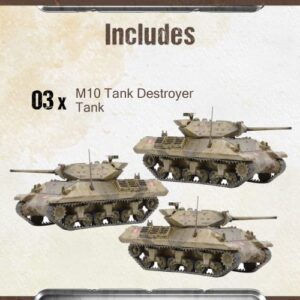 Wargames Delivered Bolt Action Tank War Miniatures - US Army M10 Tank Destroyer Platoon, World War 2 Miniatures, Bolt Action US Tank Model 28mm Scale Miniature War Game by Warlord Games