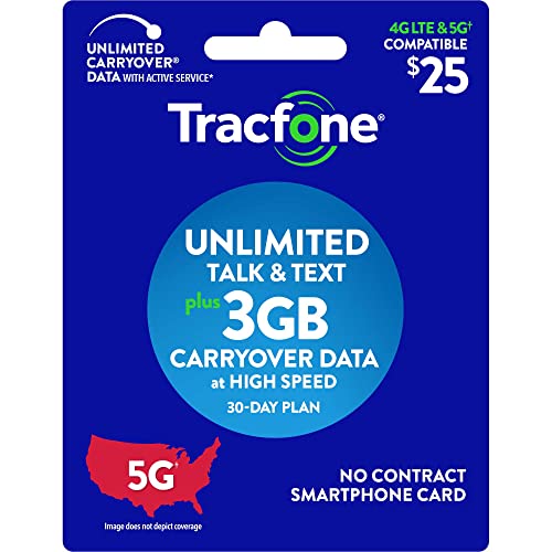 Tracfone $25 Unlimited Talk and Text, 3 GB of Data / 30 Days (Physical Delivery)
