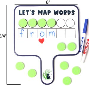 Word Mapping Paddles for Phoneme Grapheme Mapping | Orthographic Mapping & Science of Reading Manipulatives | 6 Double-Sided Magnetic Whiteboard Paddles w/ 36 Magnetic Discs