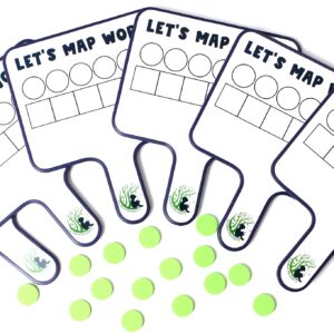 Word Mapping Paddles for Phoneme Grapheme Mapping | Orthographic Mapping & Science of Reading Manipulatives | 6 Double-Sided Magnetic Whiteboard Paddles w/ 36 Magnetic Discs