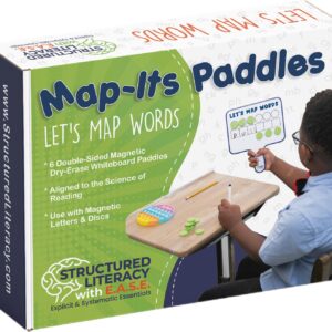 Word Mapping Paddles for Phoneme Grapheme Mapping | Orthographic Mapping & Science of Reading Manipulatives | 6 Double-Sided Magnetic Whiteboard Paddles w/ 36 Magnetic Discs