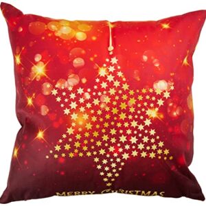 Violet Linen Seasonal Xmas Christmas Holiday Harmony Pattern, Polyester, Super soft feel faux suede fabric, digital print, Stars, 18 Inch x 18 Inch, Square, Decorative Accent Throw Pillow