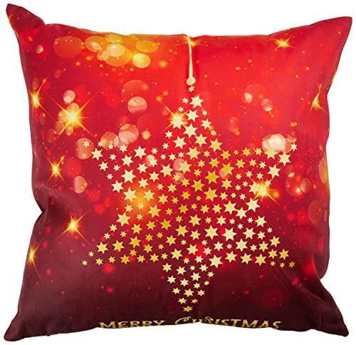 Violet Linen Seasonal Xmas Christmas Holiday Harmony Pattern, Polyester, Super soft feel faux suede fabric, digital print, Stars, 18 Inch x 18 Inch, Square, Decorative Accent Throw Pillow