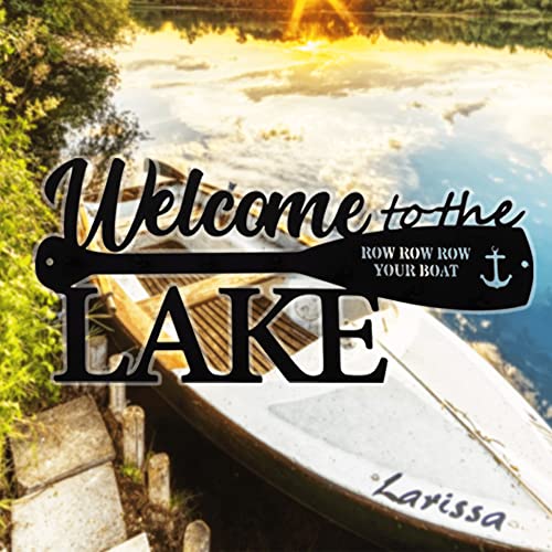 BiaGift Lake House Decor Welcome Sign Lake House Gifts, Key Holder for Wall Decorative with 6 Hooks, Anchor Wall Decor - Welcome to The Lake, 14.2 x 6.0 Inches