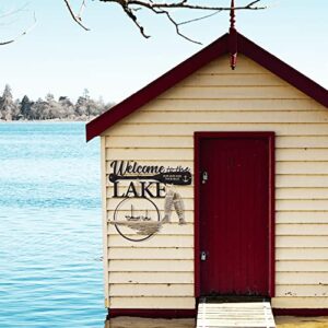 BiaGift Lake House Decor Welcome Sign Lake House Gifts, Key Holder for Wall Decorative with 6 Hooks, Anchor Wall Decor - Welcome to The Lake, 14.2 x 6.0 Inches