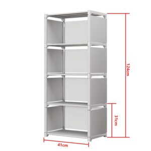 Riipoo Storage Cube Shelves, 4-Cube Organizer Shelf for Bedroom Closet, 5-Layer Small Bookshelf, Bookcase Unit for Small Spaces