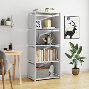 Riipoo Storage Cube Shelves, 4-Cube Organizer Shelf for Bedroom Closet, 5-Layer Small Bookshelf, Bookcase Unit for Small Spaces