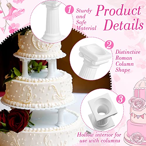 24 Pcs 3 Size Fondant Cakes Tier Separator Support Stand Roman Column Cake Tiered Stands Multilayer Cake Pillars Oman Column Wedding Cake Decoration Support Tool Sets for Wedding Cupcake Display