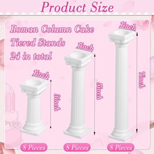24 Pcs 3 Size Fondant Cakes Tier Separator Support Stand Roman Column Cake Tiered Stands Multilayer Cake Pillars Oman Column Wedding Cake Decoration Support Tool Sets for Wedding Cupcake Display