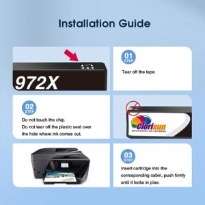 Clorisun 972X 972 Compatible Ink Cartridge for HP 972X 972 972A PageWide Pro 477DW 577DW 377DW 452DW 477DN 452DN 552DW Printer(Black Cyan Magenta Yellow 4-Pack)