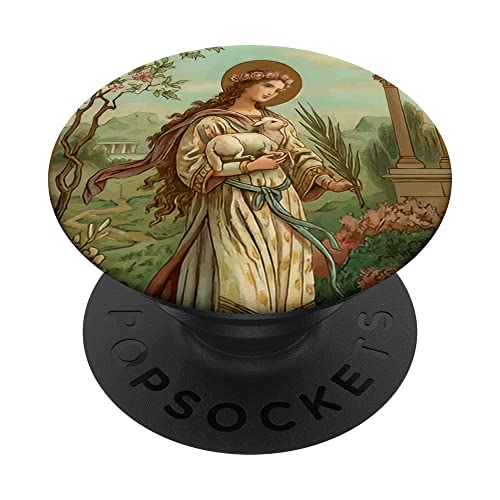 St Agnes of Rome Prayer Card Vintage Catholic Art Saints PopSockets Swappable PopGrip