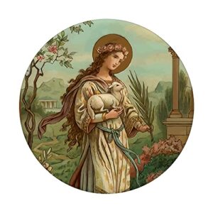 St Agnes of Rome Prayer Card Vintage Catholic Art Saints PopSockets Swappable PopGrip