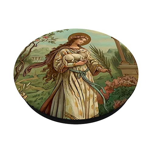 St Agnes of Rome Prayer Card Vintage Catholic Art Saints PopSockets Swappable PopGrip