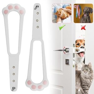 luberdush cat door holder latch -adjustable cat door alternative to keep dogs out of cat litter boxes and food,flex latch strap let's cats in and safe baby proof, no measuring easy to install(2 pack)