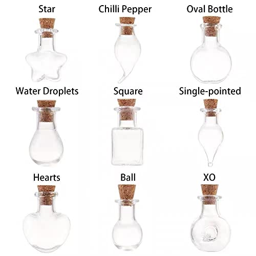 Wowagoga 200 Pieces Small Mini Glass Bottle,Tiny Wishing Bottles Empty Refillable Wishing Bottles -Drifting Bottles with Cork Stoppers for DIY Craft Bead Containers (Random Styles)