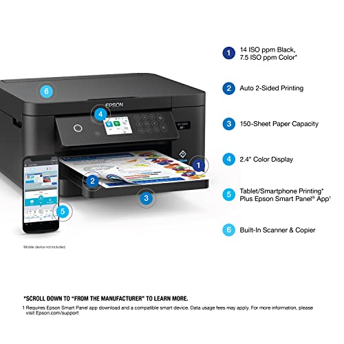 Epson Expression Home XP-5200 Wireless Color All-in-One Printer with Scan, Copy, Automatic 2-Sided Printing, Borderless Photos, 150-Sheet Paper Tray and 2.4" Color Display,Black