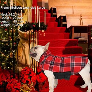 Sychien Dog Plaid Winter Reflective Large Coat,Windproof Waterproof Cold Weather Thunder Anxiety Calming Jacket,Coats for Boy Girl Puppy Dogs,Christmas Red XL