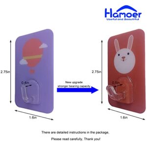 HAMOER Self-Adhesive Wall Hooks for Bathroom Kitchen Laundry Waterproof Non-Rust Color Pattern Home Improvement Sticky Hook 16Pack