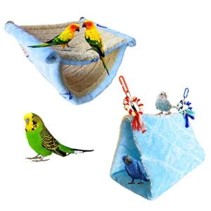 2pcs bird nest bed,parrot hanging hammock snuggle hut parrot house bed tent toy bird cage perch for parakeet budgies cockatiels cockatoo finch hamster chinchilla