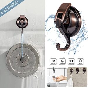 Apkhgtb Suction Cup Hooks for Shower Heavy Duty Vacuum Suction Shower Hooks Waterproof Bathroom Towel Hooks for Hanging No Punching Robe Hooks Reusable Wreath Hanger(Red Bronze 2Pack)