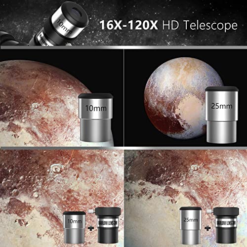 GEREFEREN Telescope for Astronomy Beginners (16X-120X), 70mm Aperture Fully Multi-Coated Refractor Telescopes for Adults & Kids with AZ Mount Tripod Phone Adapter & Carrying Bag