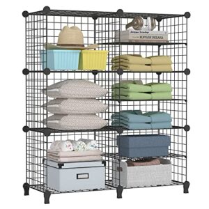 gimtrr closet organizers and storage, 3 * 6 cubes metal wire storage shelf, modular cabinet portable bookcase for bedroom, bathroom, office, black