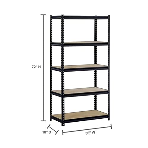 Fhdpeebu Super Large Bearing Capacity and Space Heavy Duty 5-Tier Steel Shelving Storage Racks for Home Warehouse Storage, Black, 4000 lbs Capacity (UR185P-BLK)