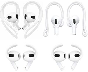 alxcd ear hooks compatible with airpods 3 3rd gen, 1 pair anti-slip adjustable soft tpu earhook, 2 pairs silicon ear tips hook, 1 pair silicon ear hook, compatible with airpods 3, 1ch+1h+2s, white