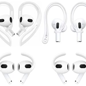 ALXCD Ear Hooks Compatible with AirPods 3 3rd Gen, 1 Pair Anti-Slip Adjustable Soft TPU Earhook, 2 Pairs Silicon Ear Tips Hook, 1 Pair Silicon Ear Hook, Compatible with AirPods 3, 1ch+1h+2s, White