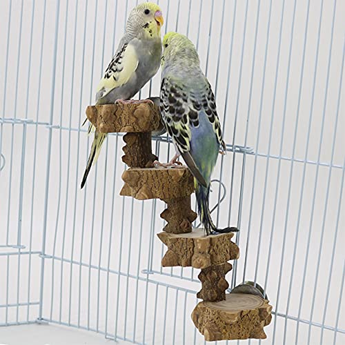 Luonfels Bird Perch Stand Ladder Toys,Cage Wooden Hanging Perch Platform Swing Toy for Parakeets,Budgies,Cockatiels,Conures,Finches