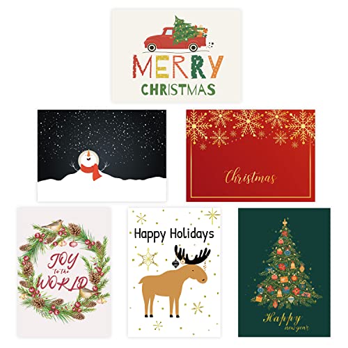 TAOZI&LIZHI Christmas Cards Boxed Assortment with Envelopes, Funny Merry Christmas Holiday Greeting Thank You Cards For Loved ones, Friends, and Family(6 Designs, 24 Handmade Cards)