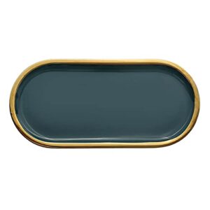 Serving Trays Vanity Tray Phnom Penh Tray Household Ceramic Cake Dessert Plate Creative Oval Storage Jewelry Plate Green Snack Plate, 10/12 Inch Elegant Decorative Tray (Size : 10inch)