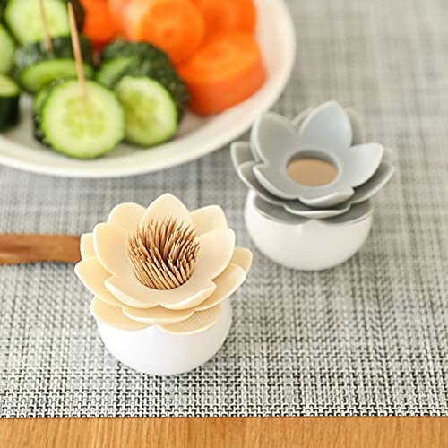 Creative Lotus Cotton Swab Holder Q-Tips Toothpicks Holder Home Decoration Cotton Bud Storage Box Organizer(Small,Beige)