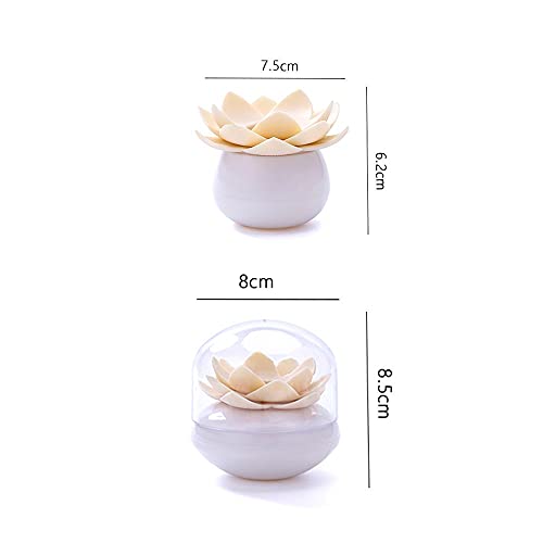 Creative Lotus Cotton Swab Holder Q-Tips Toothpicks Holder Home Decoration Cotton Bud Storage Box Organizer(Small,Beige)